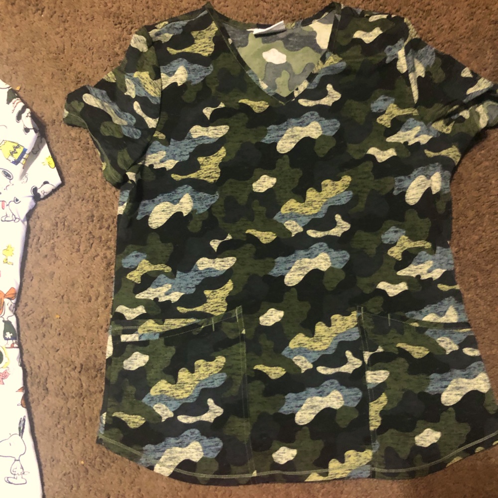 Cute small green camo scrub Top